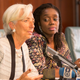 IMF head Christine Lagarde (L) and Nigeria’ finance minister Kemi Adeosun (C) in Abuja last year.
